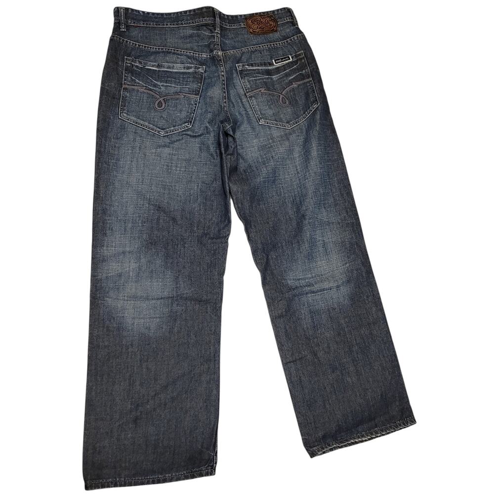 Ekcò Men's Baggy Fit 100% Cotton Faded Denim Jeans Size 36 Measurements 36Wx32L